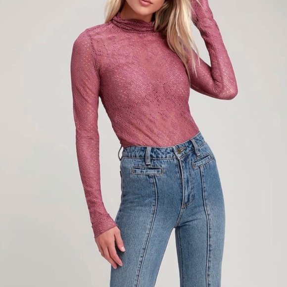 Free People Tops - FREE PEOPLE NWT L Rose Lace Turtleneck